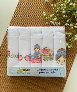 Kit Fralda Bordada Aconchego Camponesa Rose