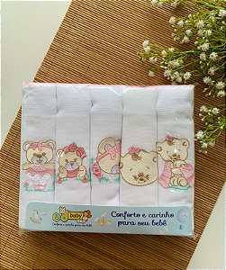 Fralda Bordada Aconchego Ursa Laço