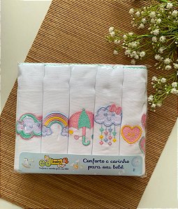 Fralda Bordada Aconchego Arco Iris