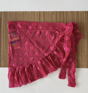 Saída de Praia Saia Tule Coração Pink A