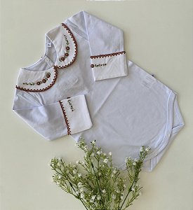 Body de Luxo Rococo c/ Punho Terra Cota