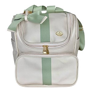 Mochila Luxo Bege Pingente Verde Bebê