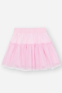 Saia Rosa Plie Com Glitter Cinti