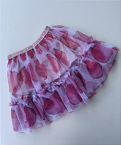 Saia Rosa Plie Corações