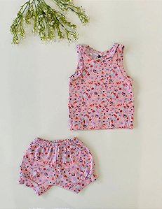 Conjunto Bebê Regata + Short Cotton Premium | Estampa Frutinhas Melancia