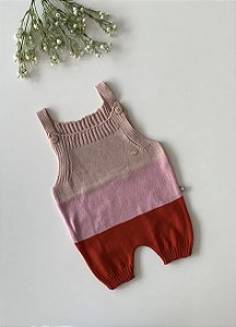 Romper de Tricô Listras Rose Rosa Vermelho