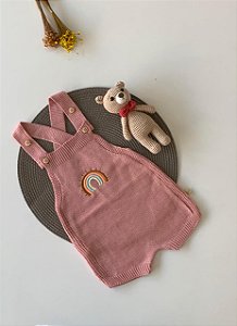 Romper de Tricô Bordado Arco Iris Rose