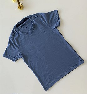 Camiseta Infantil MC Casual Slim Azul Cinza Ogochi