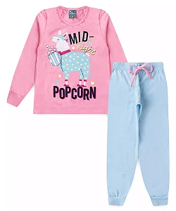 Conjunto Pijama Rosa PooCorn Brilha no Escuro