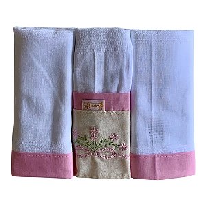 Kit Fralda 3 Peças Linho de Amor Julia Rosa