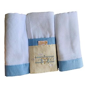 Kit Fralda 3 Peças Linho de Amor Miguel Azul