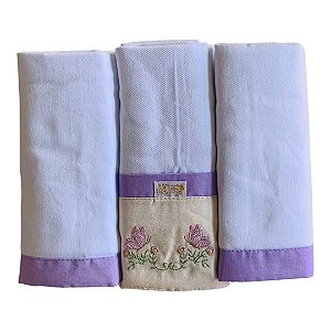 Kit Fralda 3 Peças Linho de Amor Antonella Lavanda