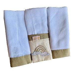Kit Fralda 3 Peças Linho de Amor Kim Bege