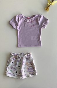 Conjunto Blusa e Saia/Short Lilás Bruma Cinti