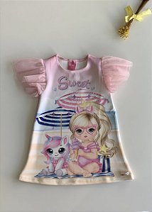 Vestido Rosa Iogurte Praia Cinti