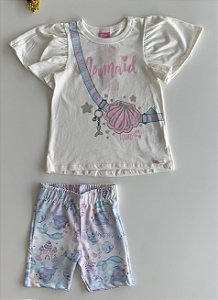 Conjunto Blusa e Bermuda Ciclista Natural Mermaid Cinti