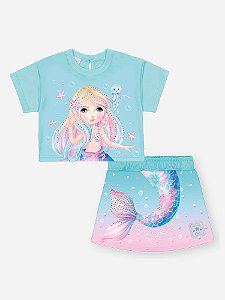 Conjunto Blusa e Short/Saia Sereia Lilás Cinti