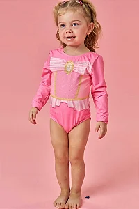 Maiô em Malha UV Dry Proteção 50+ Rosa Princesas