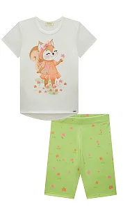 Conjunto Blusa e Short Biker Verde Claro Infanti