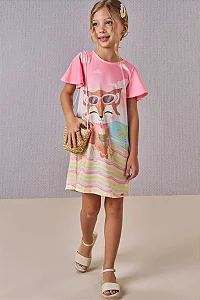 Vestido em Malha Fresh Flora Rosa