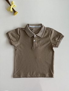Camiseta Gola Polo Casual Slim Marrom Ogochi