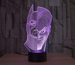 Luminária 3d Cabeça Batman e Coringa