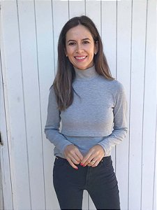 Blusa Amamentação Gola Alta - Mescla