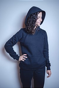 Blusa de Moletom Amamentação Canguru Cloe - Preto