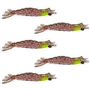 Kit camarão artificial 5 unidades 8cm - Ueki Custom Baits