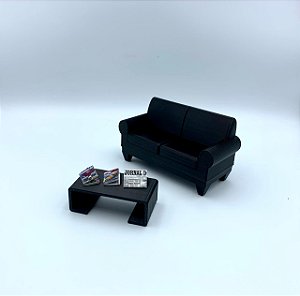 Sofá com mesa de centro e Revistas