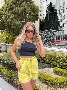 Cropped Nana Costa Regata Canelada Preto