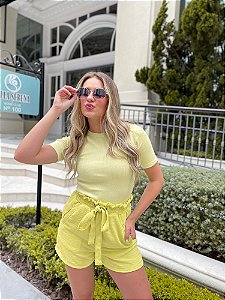 Blusa Nana Costa Canelada Verde Lima