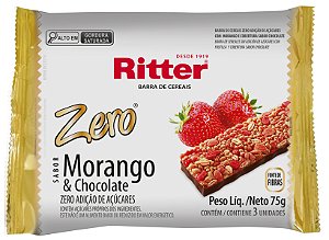 BARA DE CEREAIS ZERO AÇÚCAR SABOR MORANGO COM CHOCOLATE - 3un