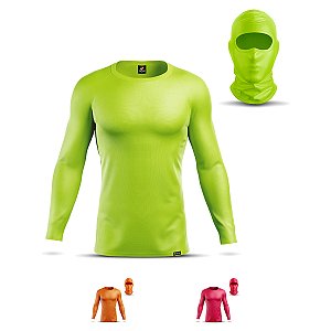 Conjunto Camiseta Segunda Pele e Balaclava Adstore Premium Neon