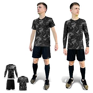 Conjunto 2 Camisetas Segunda Pele e Shorts Adstore Premium Masculino Camuflado