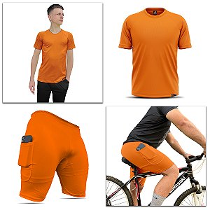Conjunto Camiseta e Bermuda Ciclismo Adstore Premium Masculino Neon