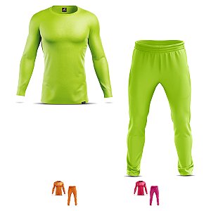 Conjunto Camisa Segunda Pele e Calça Adstore Premium Masculino Neon