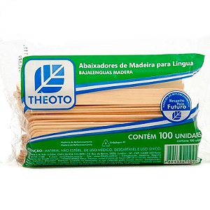 Palito abaixador de língua Theoto - 100 unidades