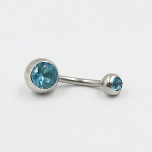 Navel zircônia Azul - Aço