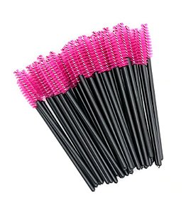 Escovinha Descartável Para Cílios e Sobrancelhas Hot Pink - 50 Unidades