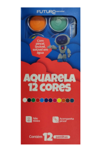 Aquarela 12 Cores com Pincel - Futuro