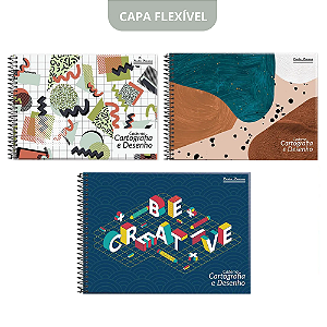 Caderno Desenho Capa Flexível com 96 Folhas - Pauta Branca