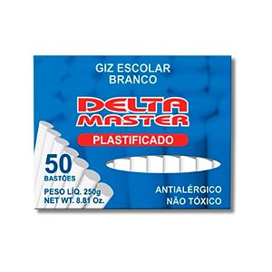 Giz Escolar Branco Plastificado com 50 unidades - Delta