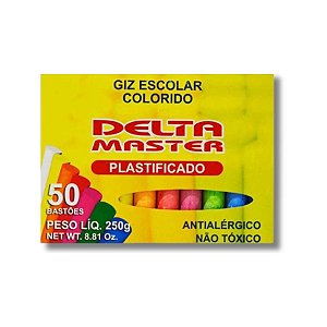 Giz Escolar Colorido Plastificado com 50 unidades - Delta