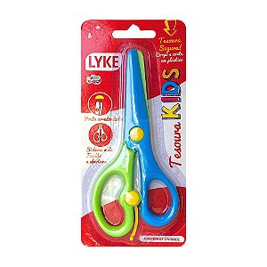 Tesoura Escolar Plástica 14cm Kids Azul - Lyke