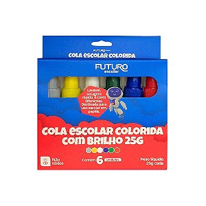 Cola Colorida com Brilho com 6 Cores 25g - Futuro