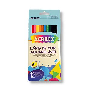 Lápis de Cor Aquarelável com 12 Cores + 1 Pincel - Acrilex