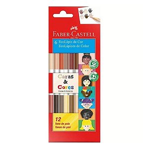 Lápis de Cor Ecolápis Bicolor 6 lápis com 12 Cores - Faber Castell