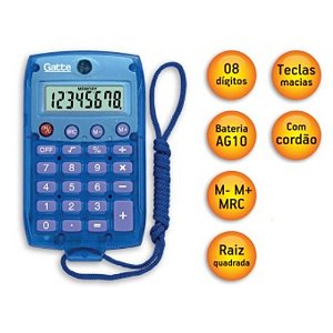 Calculadora de Bolso com Cordão 8 Dígitos Modelo 8961 Azul - Gatte