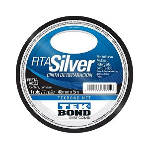 Fita Silver Tape Preta 48x5m - Tek Bond